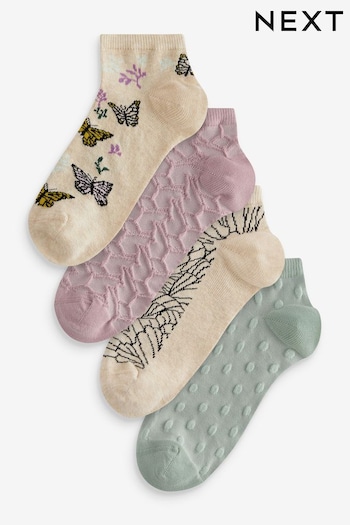 Pastel Butterfly Trainer Socks 4 Pack (586370) | £10