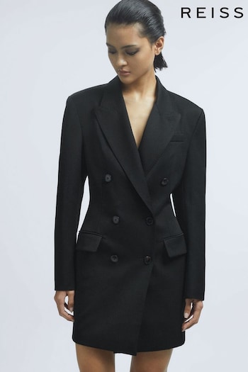 Reiss Black Rosamund Atelier Wool Double Breasted Blazer Dress (586570) | £395
