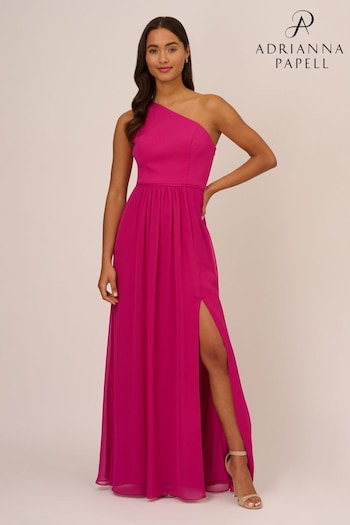 Adrianna Papell Pink One Shoulder Chiffon Gown (586727) | £139