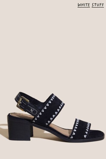 White Stuff Whipstitch Block Heel Black Sandals (587070) | £75