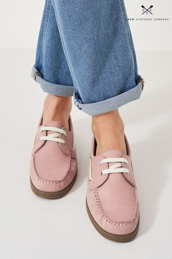 Crew Clothing Company Rose Pink Leather Boat Shoes (587205) | £69
