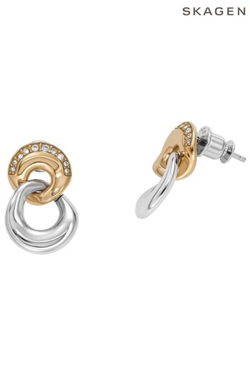 Skagen Ladies Silver Tone Jewellery Kariana Two Tone Gold Stud Earrings (587208) | £49