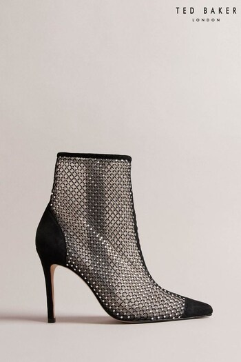 Ted Baker Junapah Crystal Mesh 103mm Stiletto Black Boots (587560) | £185