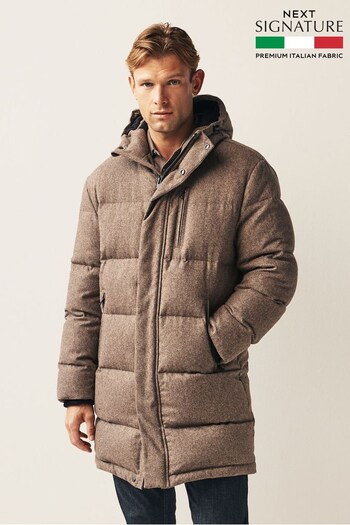 Neutral Signature Down Italian Wool Blend Longline Puffer Coat (587562) | £180
