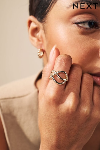 Gold Tone Twist Ring Made with Recycled Metal (587576) | £8