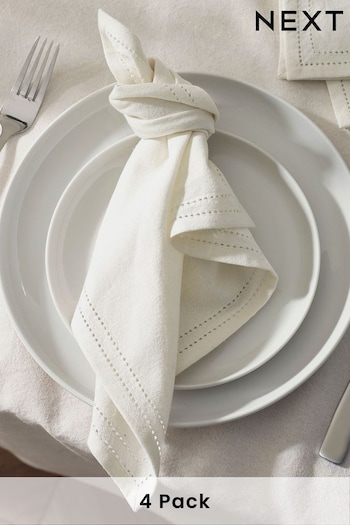 White Edge Trim Cotton Napkins Set of 4 (587577) | £14