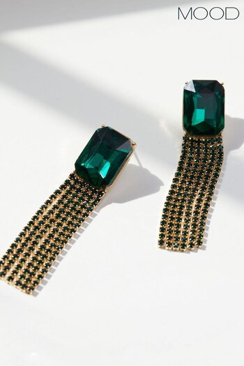 Mood Gold Tone Emerald Cut Cupchain Statement Earrings (587783) | £18