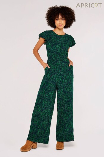Apricot Green & Blue Brushstroke Weave Palzzo Jumpsuit (587959) | £35