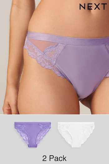 Purple/White High Leg Lace Knickers 2 Pack (587971) | £18