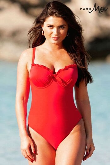 Pour Moi Red Splash Padded Underwired Control Swimsuit (588012) | £35