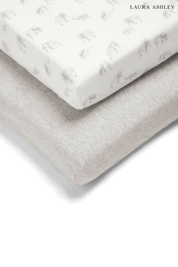 Mamas & Papas x Laura Ashley 2 Pack Grey Gingham Fitted Cot Bed Sheets (588398) | £29