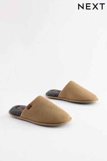 Stone Brown Textured Mule Slippers (588472) | £16