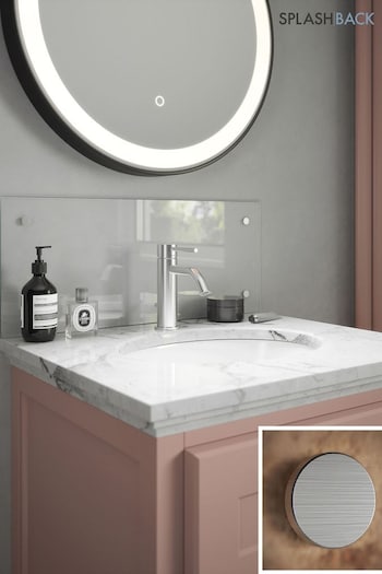 Splashback Clear Bathroom Splashback With Chrome Caps 600x250x4mm (588643) | £49