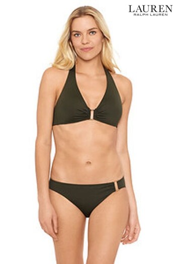 Lauren Ralph Lauren Ring Front Halter Bikini Black Top (588724) | £99