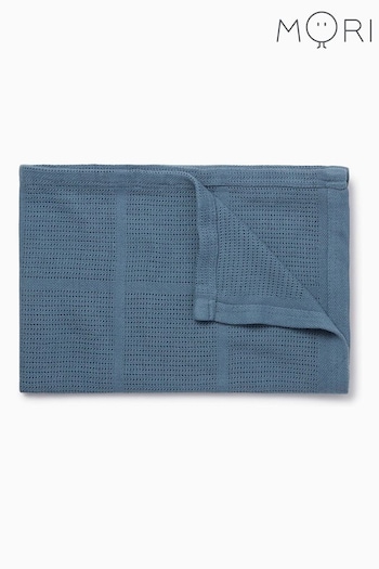 MORI Blue Soft Cotton & Bamboo Cellular Baby Blanket (588809) | £17