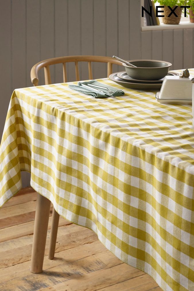 Yellow and on sale grey tablecloth