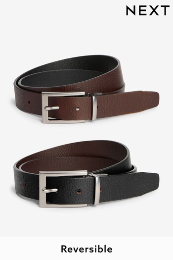 Black/Brown Reversible Leather Grain Belt (588936) | £20