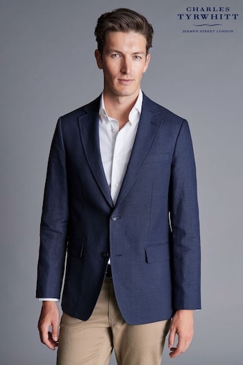 Charles Tyrwhitt Blue Slim Fit Linen Cotton Jacket (589004) | £200