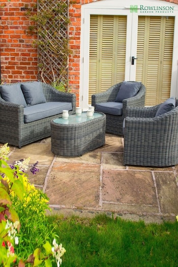 Rowlinson Grey Garden Bunbury Rattan Effect Sofa Set with Coffee Table (589008) | £1,600