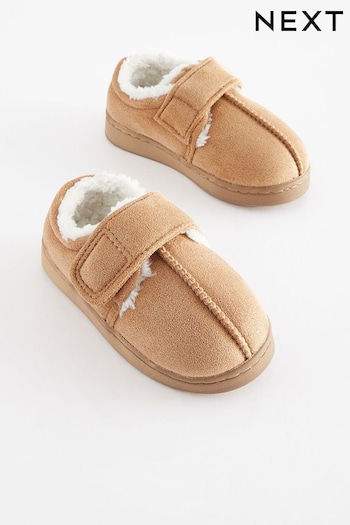 Tan Brown Warm Lined Touch Fastening Slippers (589105) | £11 - £14