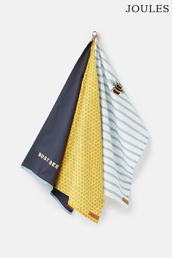 Joules 3 Pack Blue Floral And Striped Tea Towel Set (589128) | £20
