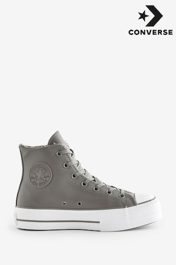 Converse and Grey Fleece Lined Chuck Taylor All Star Lift Trainers (589326) | £85