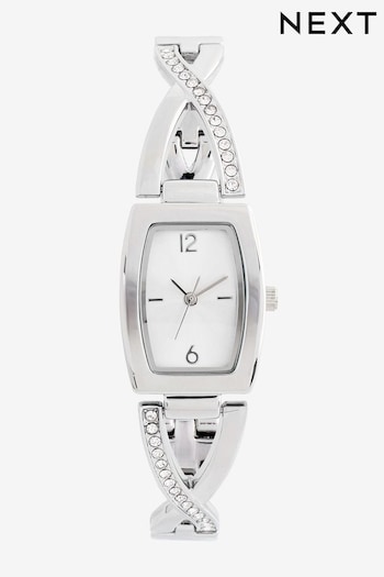 Silver Tone Sparkle Bracelet Cross-Over Watch (589820) | £38