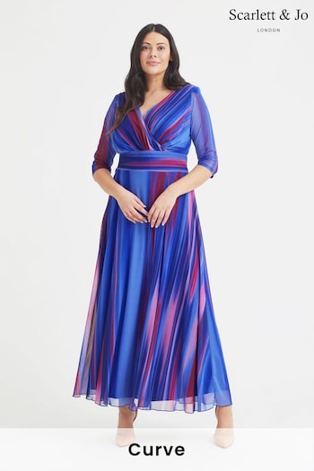 Scarlett & Jo Blue Verity Ikat Print Maxi Gown (589866) | £95