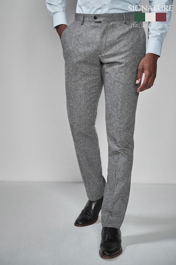 Grey Slim Wool Blend Donegal Suit: Trousers womens (590074) | £59