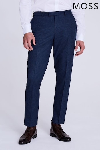 MOSS Tailored Fit Blue Flannel Trousers (590111) | £80