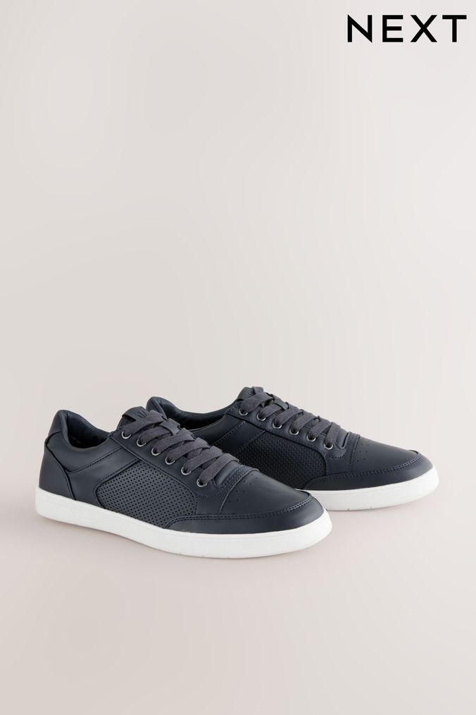 Mens Casual Trainers Black Leather Casual Trainer Next UK