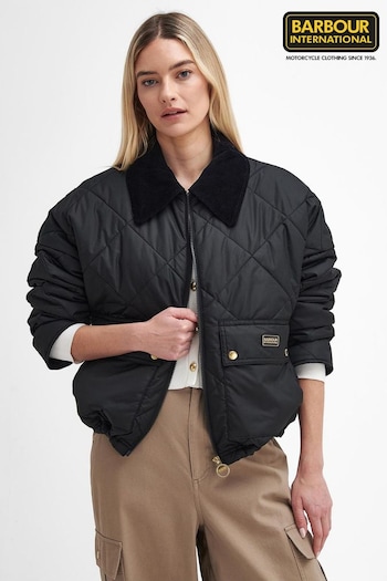 Barbour® International Laia Cropped Boxy Quilt Black Jacket (590406) | £169