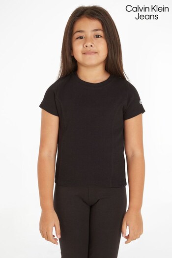 Calvin Klein Jeans Girls Rib Black T-Shirt (590497) | £40