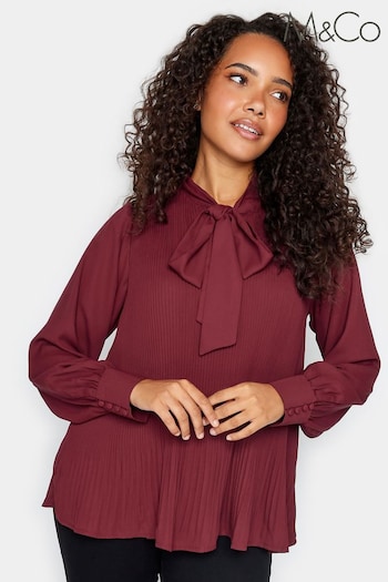 M&Co Red Pleated Bow Blouse (590610) | £34