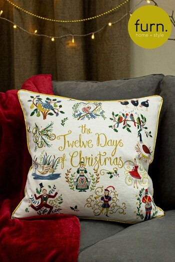furn. Multicolour 12 Days Of Christmas Embroidered Polyester Filled Cushion (590739) | £22