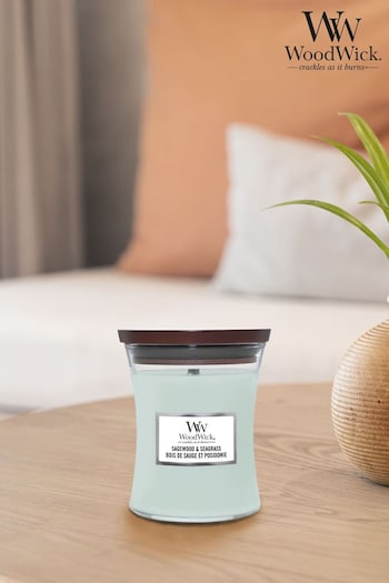 Woodwick Green Medium Hourglass Scented Candle with Crackle Wick Seagrass (591007) | £25