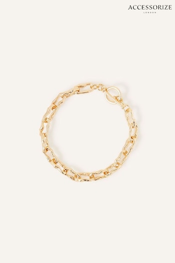 Accessorize 14ct Gold Tone Molten Link Bracelet (591520) | £20