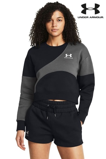 Under Armour Black Essential Fleece Crop Crew Sweatshirt (591740) | £58
