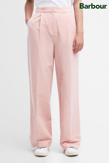 Barbour® Pink Straight Fit Pink Primrose Vivienne Linen Blend Tailored Trousers (592047) | £169