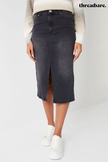 Threadbare Grey Petite Denim Midi Skirt (592136) | £30