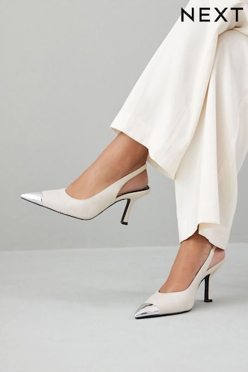 Off White Forever Comfort® Metallic Toe Slingback Heels (592174) | £38