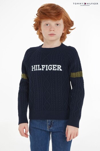 Tommy Hilfiger Kids Blue Cable Sweater (592348) | £70 - £80