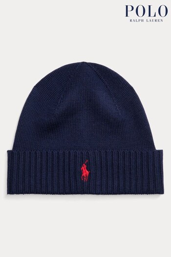 Polo Ralph Lauren Navy Merino Wool Hat (592639) | £65