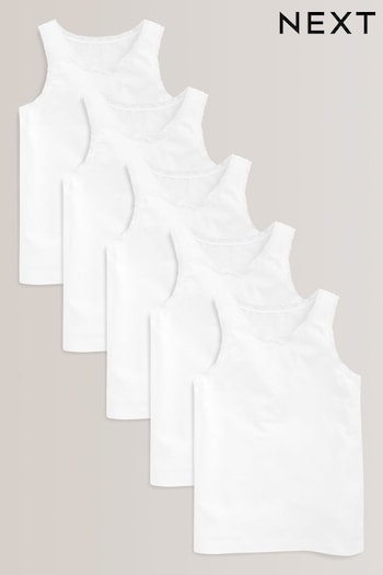 White Lace 5 Pack Vests (1.5-16yrs) (592821) | £10 - £14