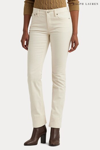 Lauren Ralph Lauren Licensed Stretch Corduroy Mid Rise Straight Trousers (592876) | £159
