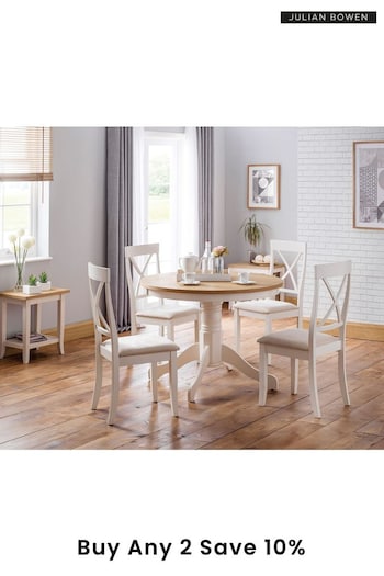 Julian Bowen Ivory Davenport Dining Table and 4 Chairs Set (593444) | £590