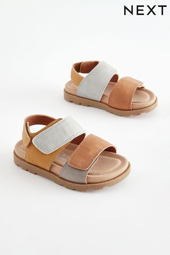 Tan Brown Double Touch Fastening Strap Corkbed Sandals (593710) | £16 - £19