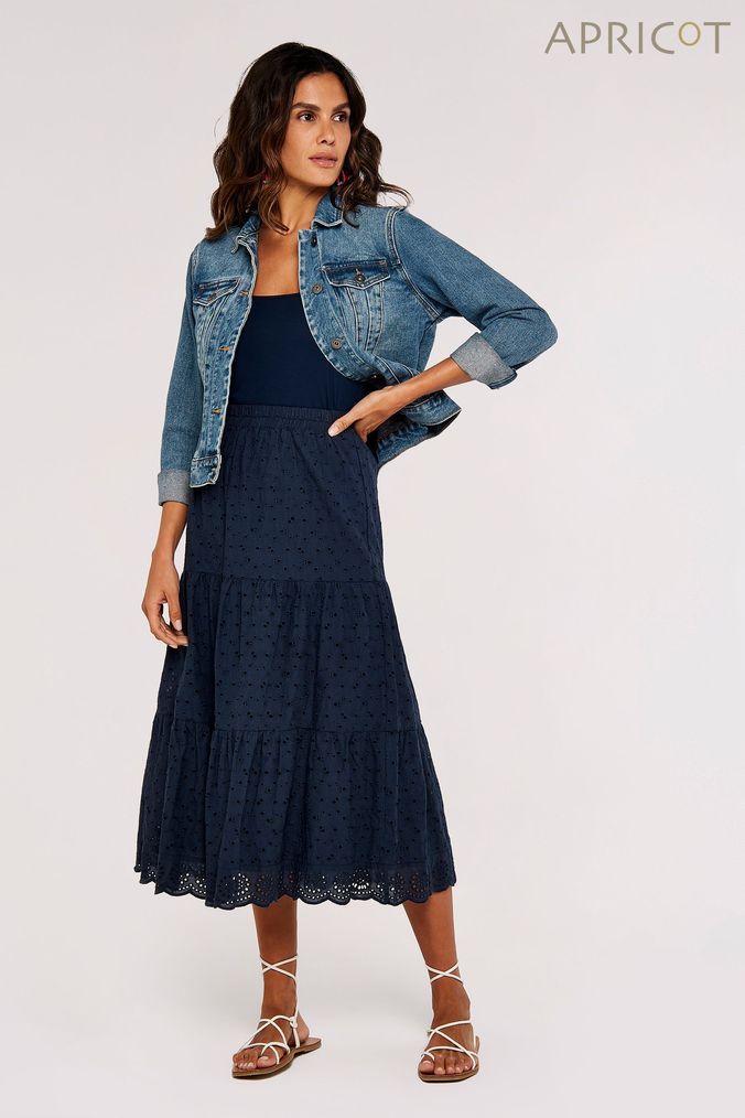 Navy cotton deals skirt uk