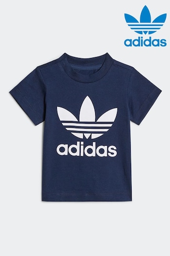 adidas spandex Originals Infant Blue Trefoil T-Shirt (593802) | £13