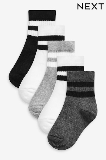 Monochrome 5 Pack Cushioned Footbed Cotton Rich Ribbed Socks (593814) | £7 - £10